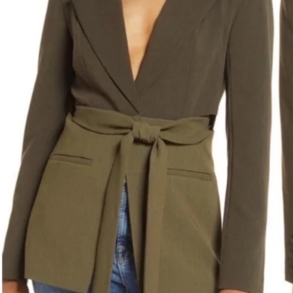 Good American 2-Tone Green Blazer Medium